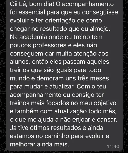 Depoimento de aluna da Letícia