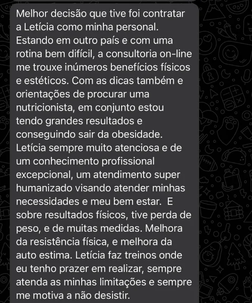 Depoimento de aluna da Letícia
